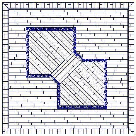 Parkettverlegeplan mit Bordüre und gespiegelter Tafelboden-Fläche